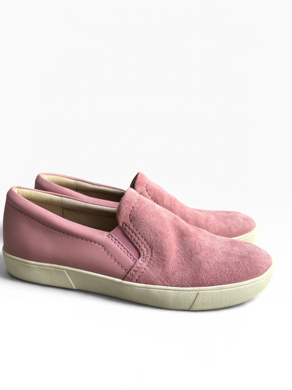 Naturalizer Sz 7.5 Pink Slip-On Suede & Leather Sneakers